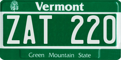 VT license plate ZAT220
