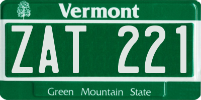 VT license plate ZAT221