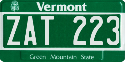 VT license plate ZAT223