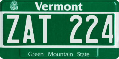 VT license plate ZAT224