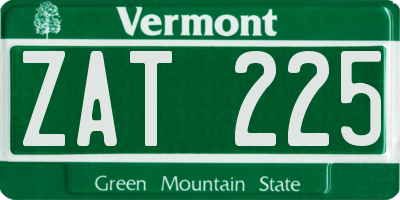 VT license plate ZAT225