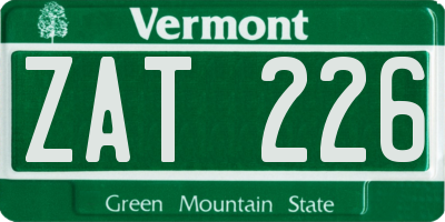 VT license plate ZAT226