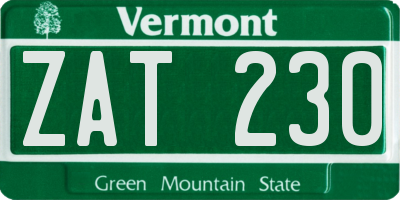 VT license plate ZAT230
