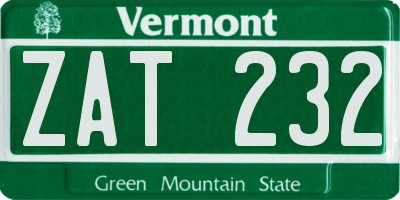 VT license plate ZAT232