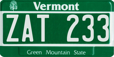 VT license plate ZAT233