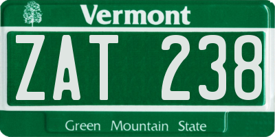 VT license plate ZAT238