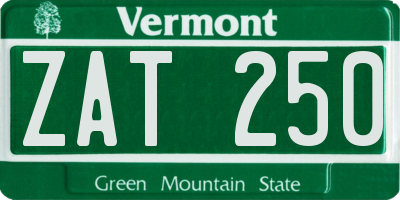 VT license plate ZAT250