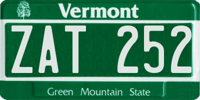 VT license plate ZAT252