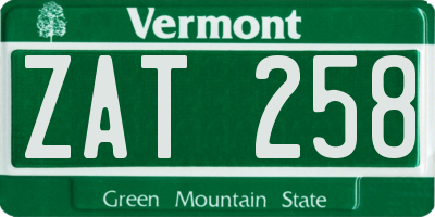 VT license plate ZAT258