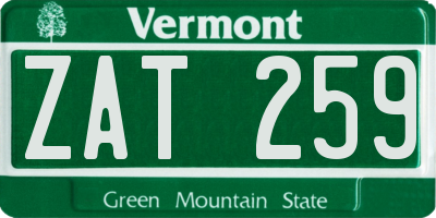 VT license plate ZAT259