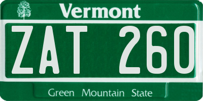 VT license plate ZAT260