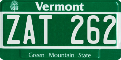VT license plate ZAT262
