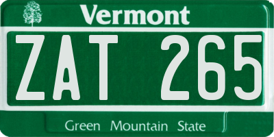 VT license plate ZAT265
