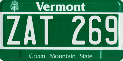 VT license plate ZAT269