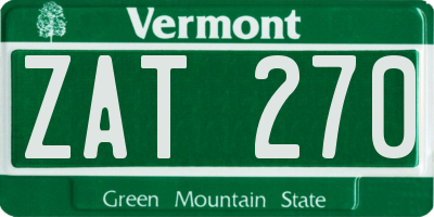 VT license plate ZAT270