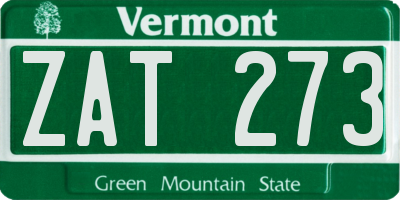 VT license plate ZAT273