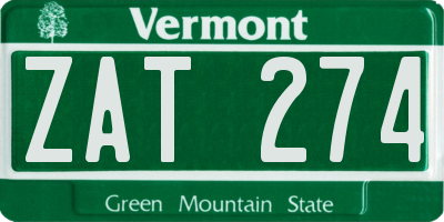 VT license plate ZAT274