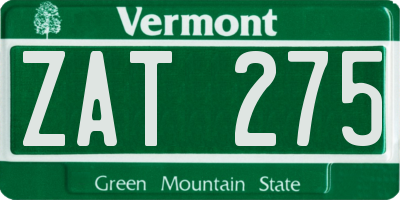 VT license plate ZAT275