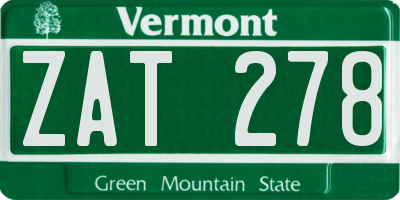 VT license plate ZAT278