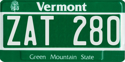 VT license plate ZAT280