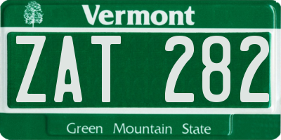 VT license plate ZAT282