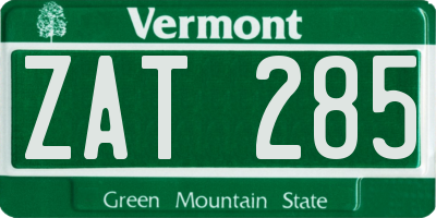 VT license plate ZAT285