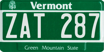 VT license plate ZAT287
