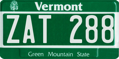 VT license plate ZAT288