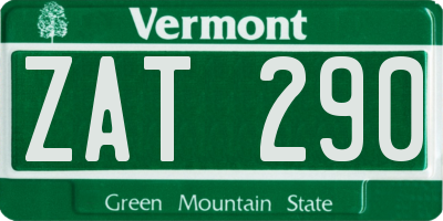 VT license plate ZAT290