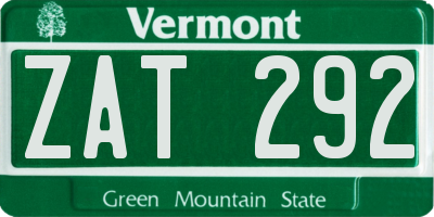VT license plate ZAT292