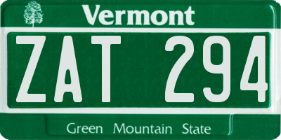 VT license plate ZAT294