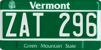 VT license plate ZAT296