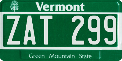 VT license plate ZAT299