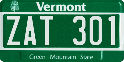 VT license plate ZAT301