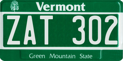 VT license plate ZAT302