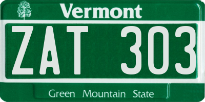 VT license plate ZAT303