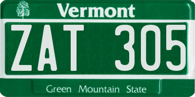 VT license plate ZAT305