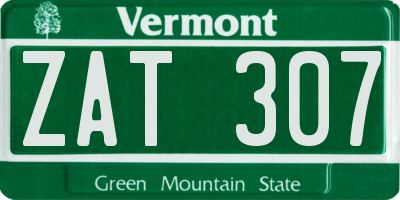 VT license plate ZAT307