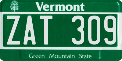 VT license plate ZAT309