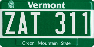 VT license plate ZAT311