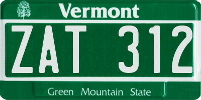 VT license plate ZAT312