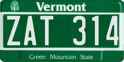 VT license plate ZAT314
