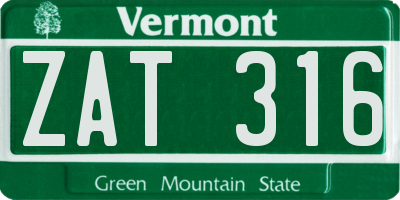 VT license plate ZAT316
