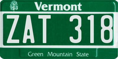 VT license plate ZAT318