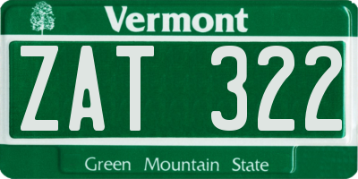 VT license plate ZAT322