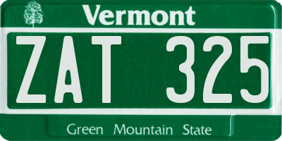 VT license plate ZAT325