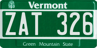 VT license plate ZAT326