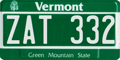 VT license plate ZAT332