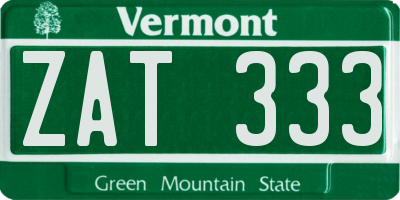 VT license plate ZAT333