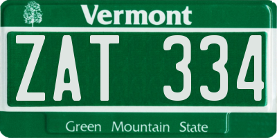 VT license plate ZAT334